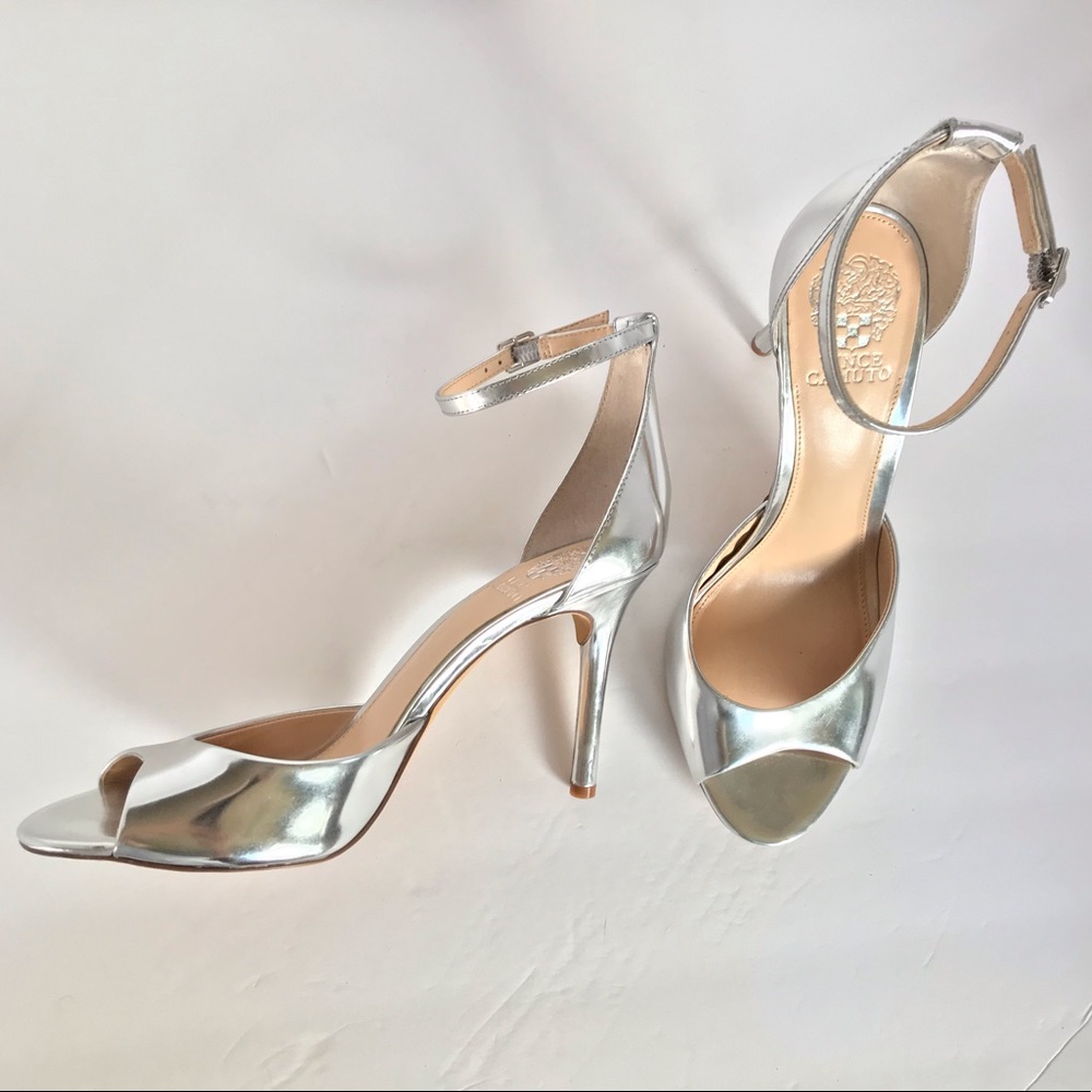 Vince Camuto Silver Stiletto Heels Size 10 Classy